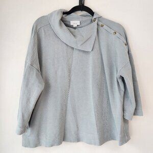 J. Jill Purejill Sky Blue Shirt Blouse Sweatshirt Mockneck Women's Petite L (LP)